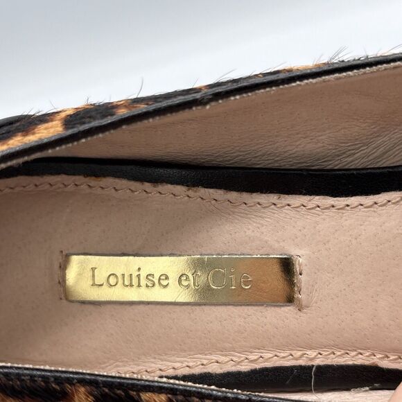 Louise Et Cie Jamesia Leopard Calf Hair Peep Toe Heels Sz 8M Animal Print Chic - Picture 7 of 11